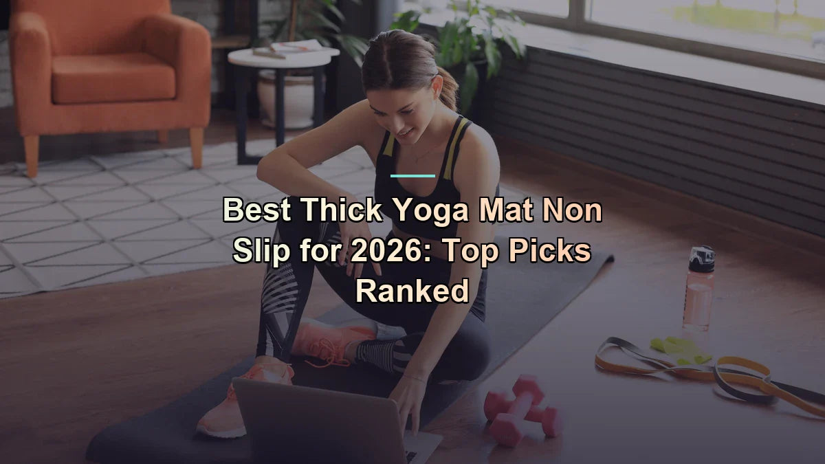 Woman exercising on a yoga mat at home with bands and dumbbells nearby — thick yoga mat non slip — Flexa.fit's UK 2026 picks