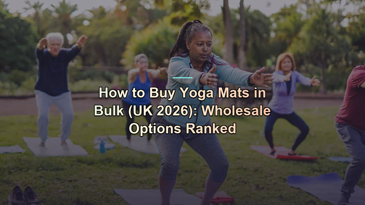 Mature adults practising yoga together outdoors in a sunlit park — buy yoga mats in bulk — Flexa.fit's UK 2026 ranking guide