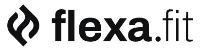 Flexa.fit logo with a stylized flame icon on a white background