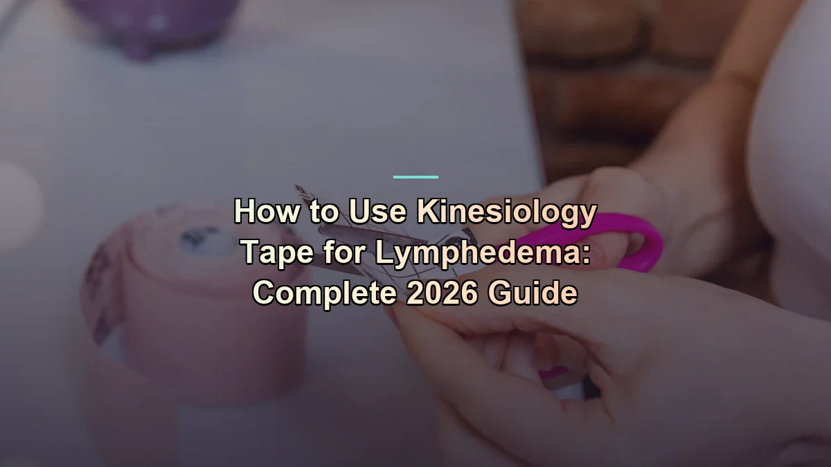 Hands cutting a strip of pink kinesiology tape with scissors — how to use kinesiology tape for lymphedema — Flexa.fit's in-depth UK 2026 guide