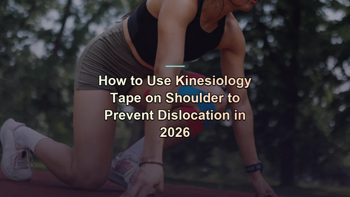 Sprinter at a starting position with pink and blue kinesiology tape on her knee — how to use kinesiology tape on shoulder to prevent dislocation — Flexa.fit's in-depth UK 2026 guide