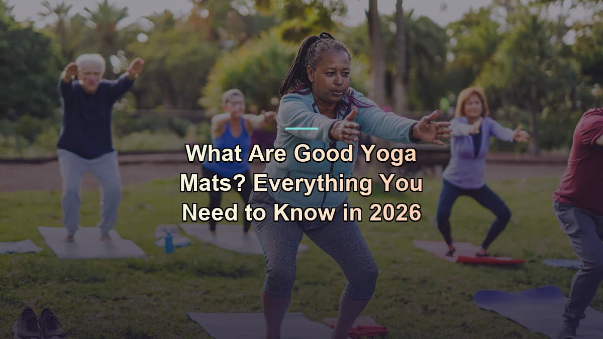 Mature adults practising yoga together outdoors in a sunlit park — what are good yoga mats — Flexa.fit's UK 2026 explainer