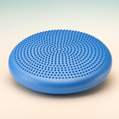 Blue flexa.fit balance wobble cushion with textured non-slip top, studio product shot
